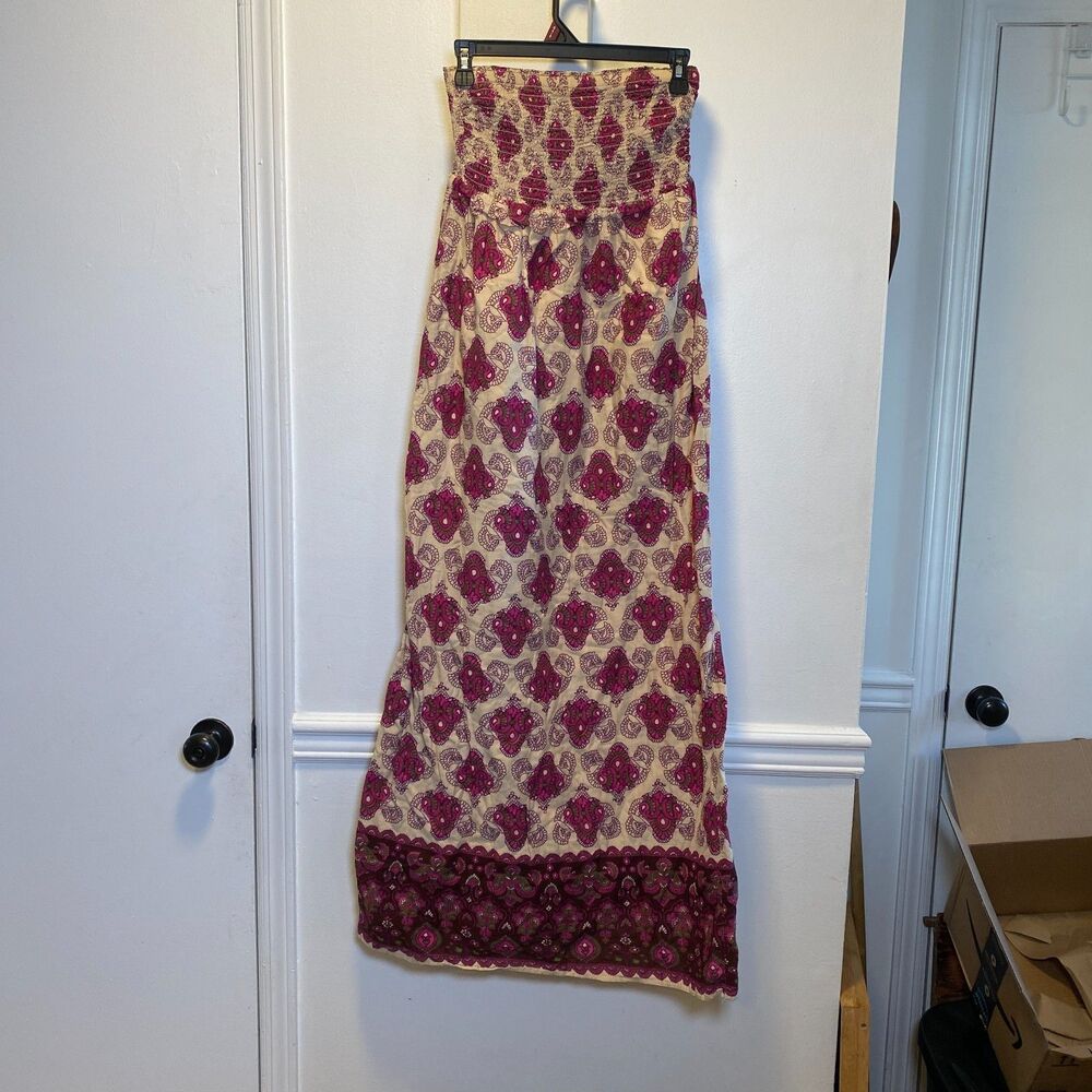Boho Strapless Maxi Dress Old Navy S Cotton Smocked Paisley Festival